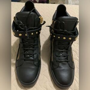 Giuseppe Zanotti Black Boots with Gold Accents